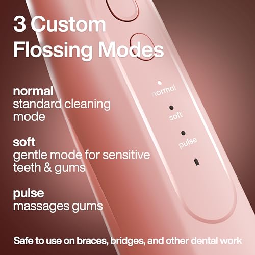 AquaSonic Icon Water Flosser for Teeth – Cordless Rechargeable Oral Irrigator – Waterproof, Portable Dental Cleaning with Jet Tip – Braces Home Travel - Blush - Image 3