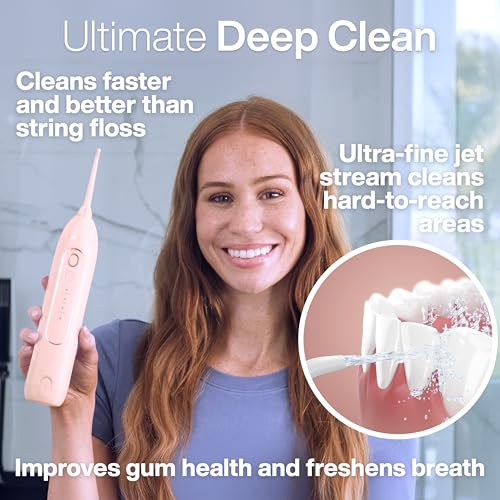 AquaSonic Icon Water Flosser for Teeth – Cordless Rechargeable Oral Irrigator – Waterproof, Portable Dental Cleaning with Jet Tip – Braces Home Travel - Blush - Image 2