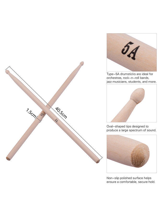 Generic - Drum Sticks Set 1 Pair Retractable Drum Wire Brushes Drum Stick Brush 1 Pair 19-Rod Bamboo Drum Brushes Sticks 1 Pair 5A Classic Maple Wood Drumsticks 12Pcs Mute Pads - Image 1