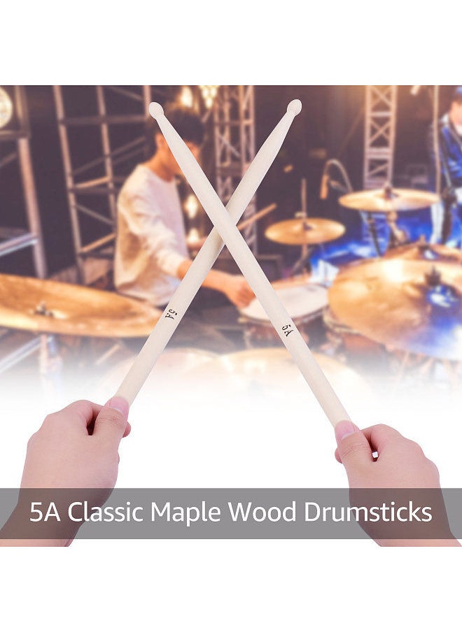 Generic - Drum Sticks Set 1 Pair Retractable Drum Wire Brushes Drum Stick Brush 1 Pair 19-Rod Bamboo Drum Brushes Sticks 1 Pair 5A Classic Maple Wood Drumsticks 12Pcs Mute Pads - Image 1