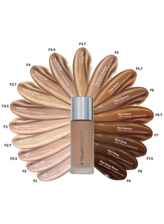 Fitglow Beauty Foundation Vegan SkinTreating Foundation with Peptides Plant Collagen Buildable MediumFull Coverage Natural Finish Hydrating AntiAging PoreFriendly F5730ml - Image 3