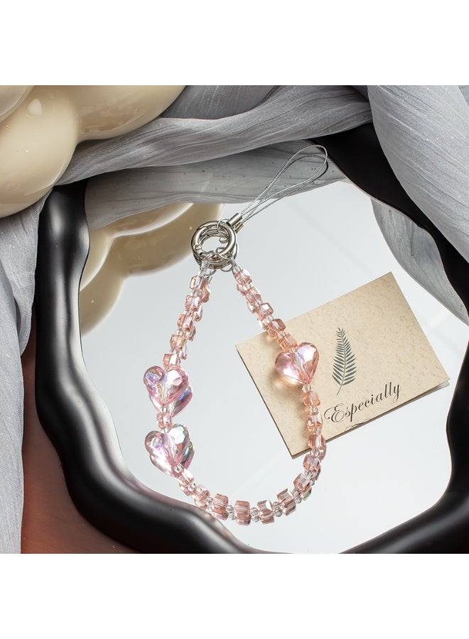 NIBEMINENT Phone Charm/ Chain Strap for Women Girls, Love Pearl Cell Phone Case Lanyard Wrist Strap