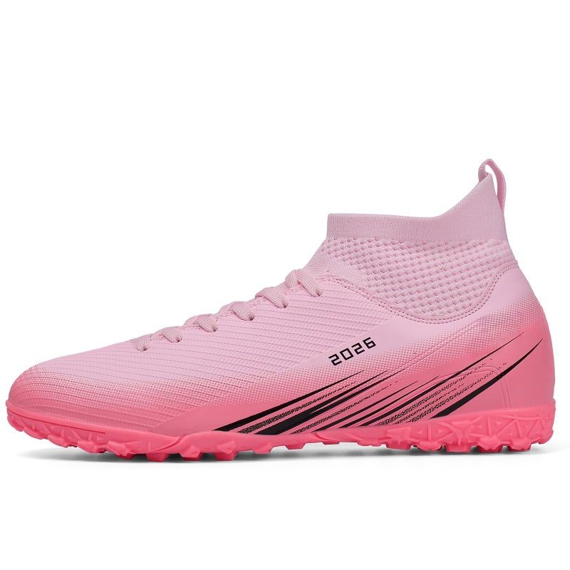 Biayvisas Soccer Cleats for Mens Womens Turf Soccer Shoes Indoor Footall Cleats High Ankle TF AG FG Football Boots Wide Training Sneaker (USW_2501 Fen TF_38) - Image 5