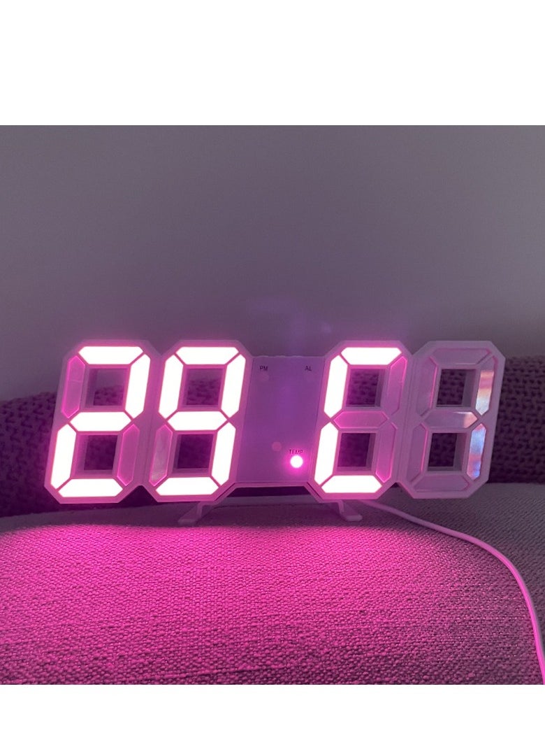Furtey 3D Wireless Remote Digital LED Alarm Clock Plastic Pink 226grams  - Image 1
