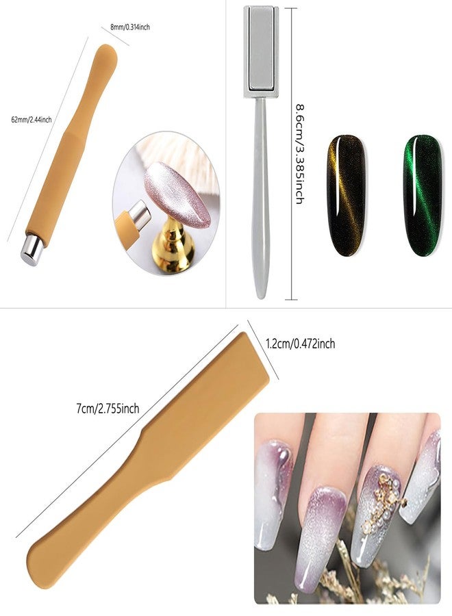 SILPECWEE 16Pcs Nail Magnet Set Cat Eye Magnet for Nails Cat Eye Gel Nail Polish Magnet Wand Magnetic Nail Art Nail Polish Cat Eye Magnets Sticks Nail Design Tools Nail Art Accessories - Image 3
