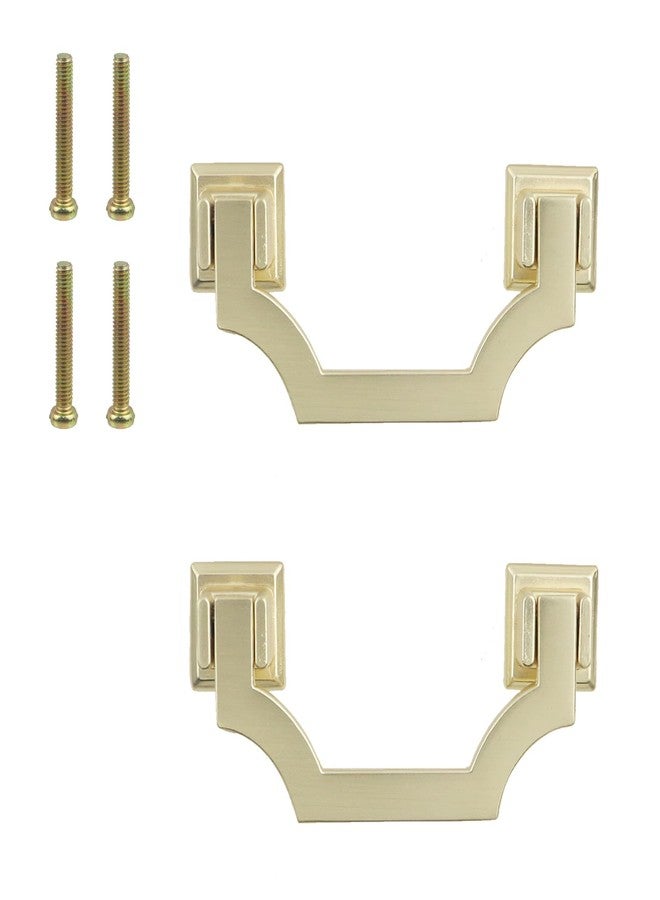 Geesatis 2 Pcs Modern Gold Handles Cabinet Pull Furniture Decorative Handles Double Hole Handles Hardware, with Mounting Screws, Hole Distance 64 mm / 2.5 inch - Image 1