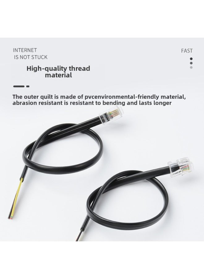 Generic 4P4C Crystal Head 4-core Copper Telephone Line 4-core Data Network Line Industrial Control Equipment RJ10 Handset Voice Landline-Color:Black-Line Length:0.3M  - Image 2