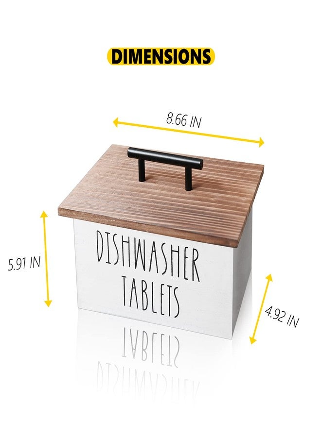 CHONIC Dishwasher Pod Container, Farmhouse Dishwasher Pods Holder, Kitchen Tablet Organizer, Wood Dishwasher Tablet Dispenser Caddy, Rustic Powder Coated Box with Lid - Image 5