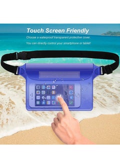 Generic 2 Pack Waterproof Pouch With Waist Strap, Waterproof Cell Phone Bag, Waterproof Dry Bag For Beach Bulk Swimming Kayaking Floating Water Park, Blue And Clear  - Image 5
