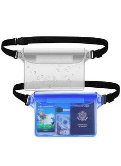 Generic 2 Pack Waterproof Pouch With Waist Strap, Waterproof Cell Phone Bag, Waterproof Dry Bag For Beach Bulk Swimming Kayaking Floating Water Park, Blue And Clear  - Image 1