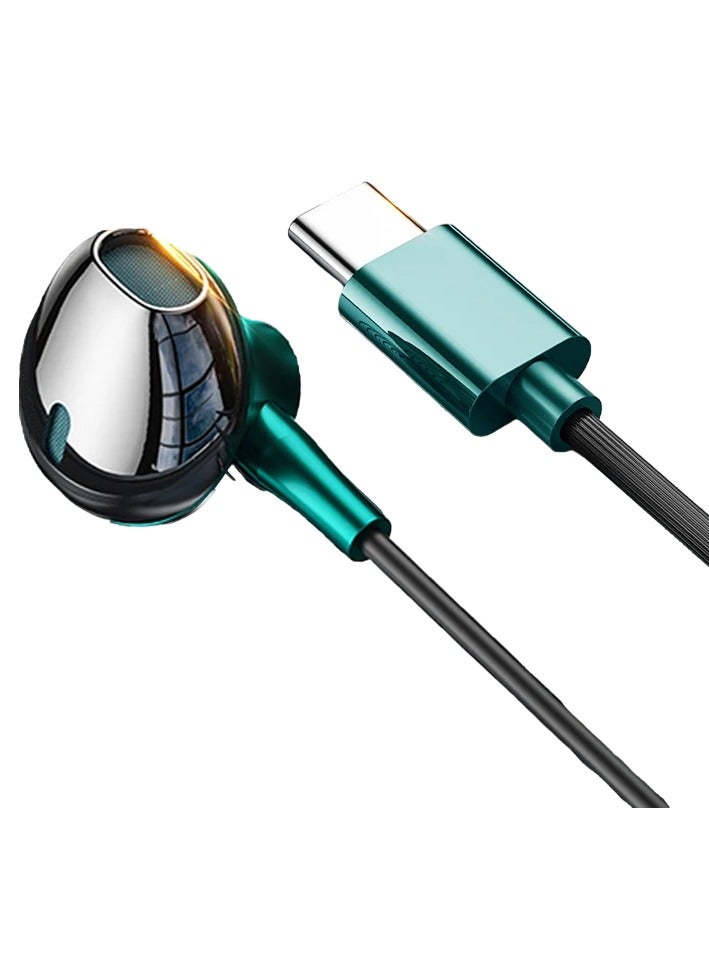 AROAQ Wired Earbuds, Hifi Bass Stereo Game Headphones, Lightweight Universal Hand Free Wired Headsets, Durable Portable Clear Sound Earphones With Built In Mic, (1pc, Type C Green) - Image 1