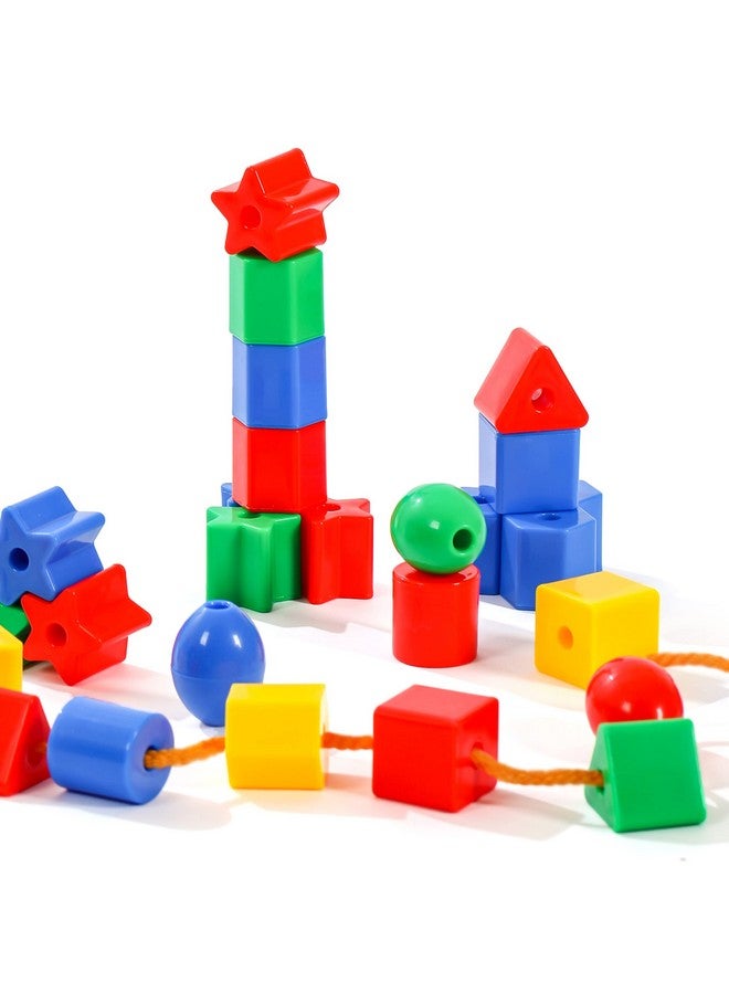 KUTOI Toddler Toys - Big Lacing Beads Set for Fine Motor Skills & Hand-Eye Coordination - 36 Beads & 6 Strings - Color Sorting & Counting Educational Learning Toy Montessori Toys - Image 3