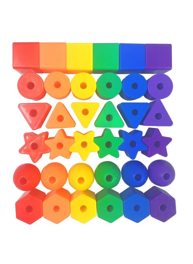 KUTOI Toddler Toys - Big Lacing Beads Set for Fine Motor Skills & Hand-Eye Coordination - 36 Beads & 6 Strings - Color Sorting & Counting Educational Learning Toy Montessori Toys - Image 2