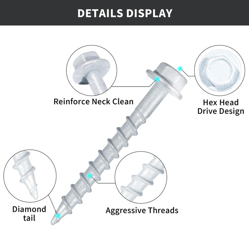 MTZUL SD Connector Screws, #9 x 1-1/2" Heavy Duty Joist Hanger Screws, 1/4" Hex Head, 0.380" Dia, 10D Nail Replacement, Mechanical Galvanized, 1500-Hour Salt Spray Tested, 500 Count - Image 4