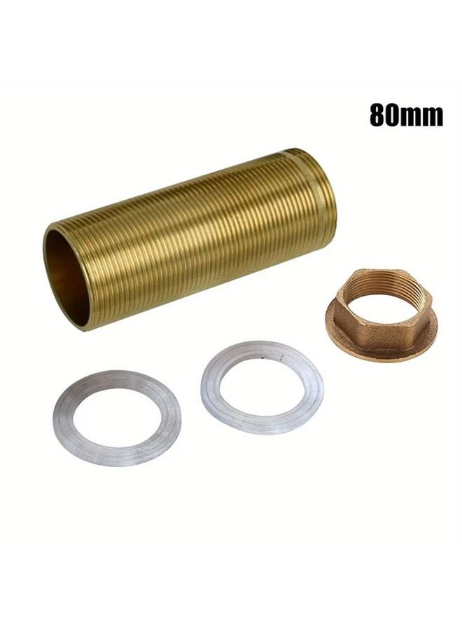 طقم إصلاح صنبور حوض المطبخ 80 مم، أنبوب نحاسي ملولب، صمولة وقطع تركيب - Image 1