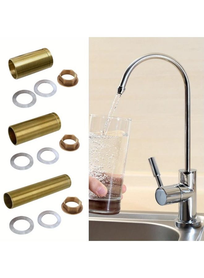 طقم إصلاح صنبور حوض المطبخ 80 مم، أنبوب نحاسي ملولب، صمولة وقطع تركيب - Image 2