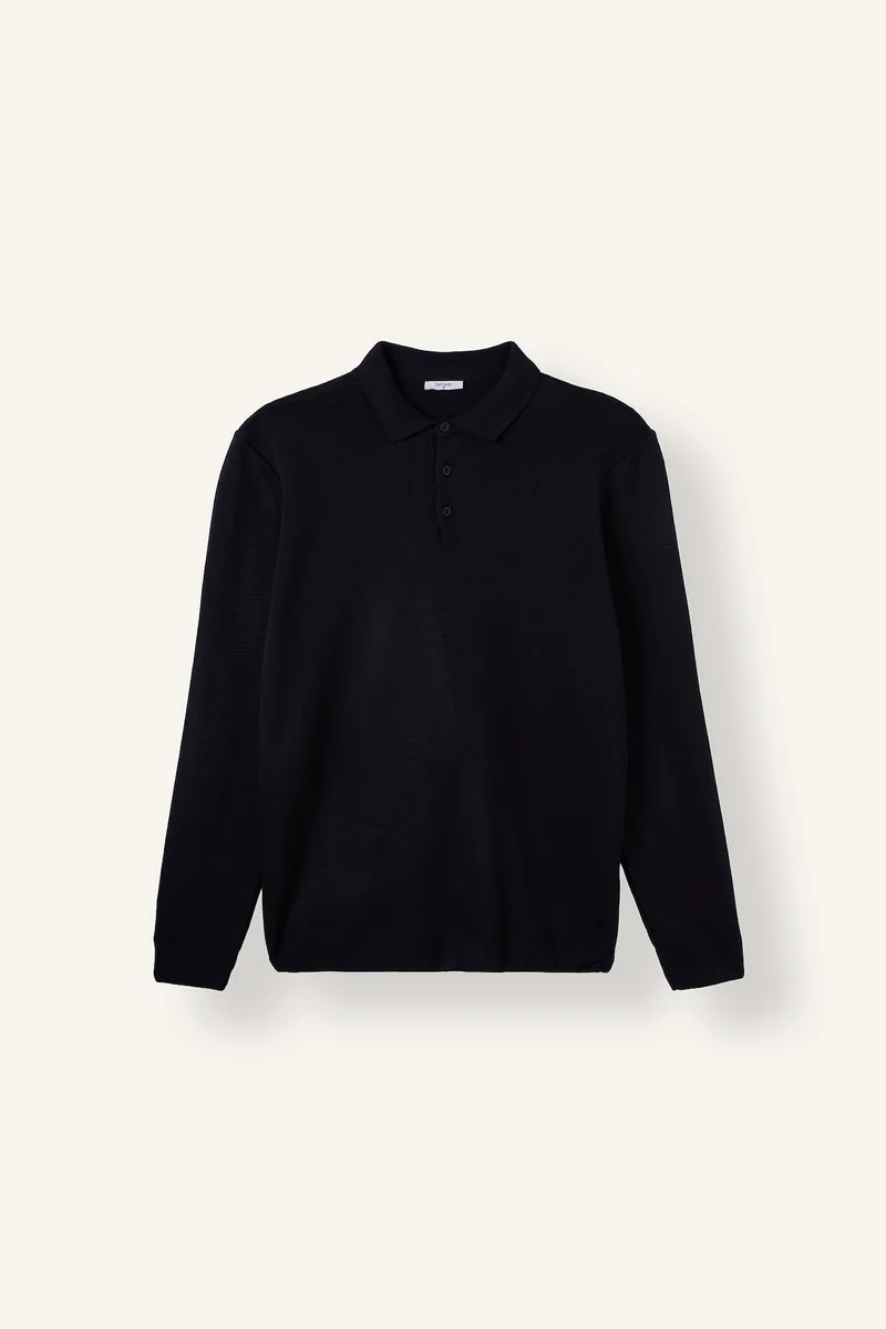 ديفاكتو Standard Fit Polo Collar Knitwear Pullover
