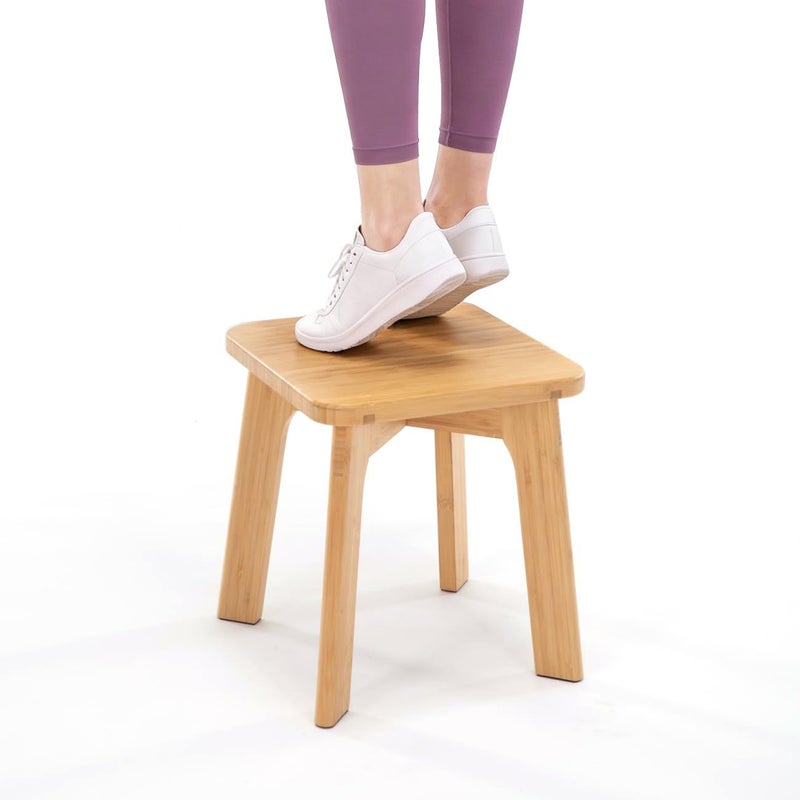 PELYN Bamboo Wooden Step Stools for Adults Anti-Slip Kids Stool 300lbs Capacity, Great for Kitchen Bathroom Bedroom - Image 1