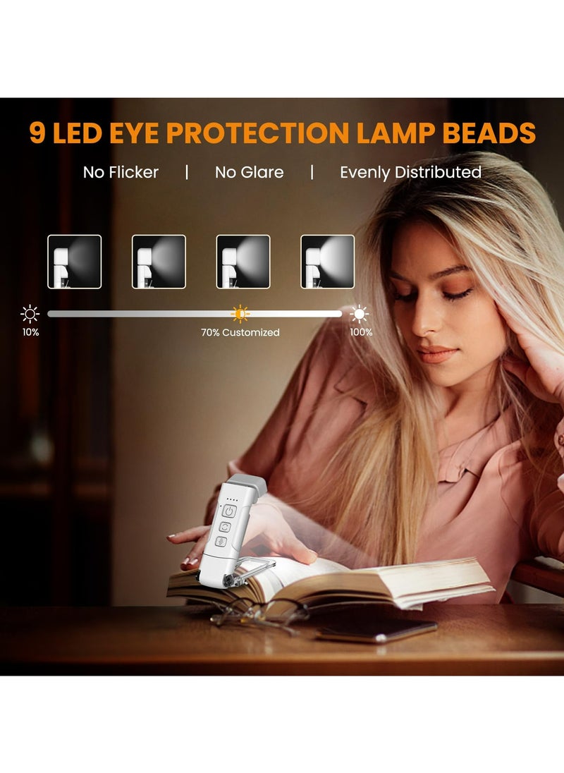 Dominy USB Rechargeable Book Light for Reading in Bed, Book Reading Light with Clip,3 Amber Colors and 5 Adjustable Brightness,Small and Convenient, Eye Protection, for Kids and Book Lovers(White)  - Image 3