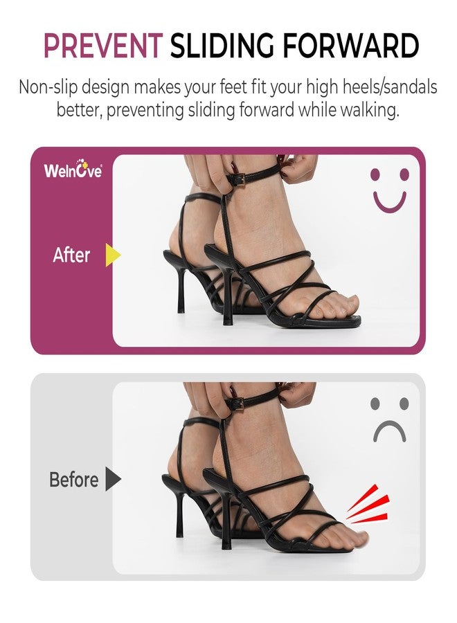 Welnove 2-Pair Shoe Insoles for High Heels Sandals Women - Welnove 3/4 High Heel Cushions Prevent Foot Slid Forward - Soft Invisible Inserts Absorb Shock Foot Pain Fatigue Relief Daily Use Party Travel (M) - Image 2