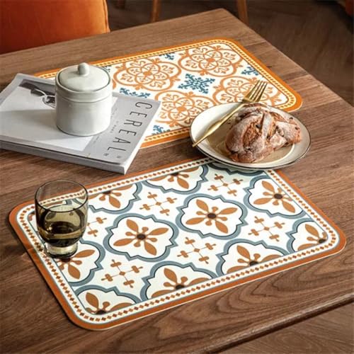 aDai Multicolor Faux Leather Dining Table Placemats – Set of 4 | Heat & Stain Resistant PU Table Mats | Easy to Clean & Durable | Perfect for Office, Conference Tables & Home Décor - Image 2
