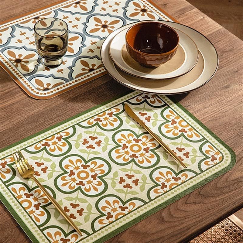 aDai Multicolor Faux Leather Dining Table Placemats – Set of 4 | Heat & Stain Resistant PU Table Mats | Easy to Clean & Durable | Perfect for Office, Conference Tables & Home Décor - Image 3