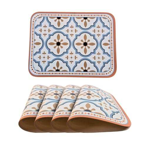aDai Multicolor Faux Leather Dining Table Placemats – Set of 4 | Heat & Stain Resistant PU Table Mats | Easy to Clean & Durable | Perfect for Office, Conference Tables & Home Décor - Image 1