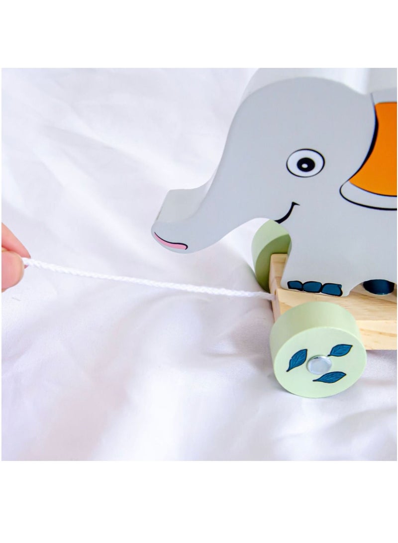 Pikkaboo Woody Buddy Safari Parade Pull along-Grey - Image 3