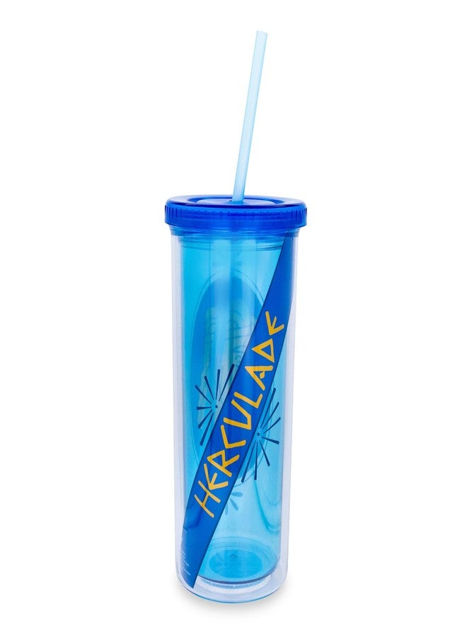 Silver Buffalo Disney Hercules Double-Walled Plastic Travel Tumbler with Lid and Straw | 20-Ounce Tall Carnival Cold Cup For Drinks - Image 3