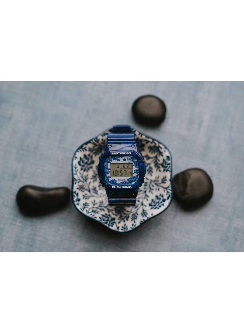 CASIO G-SHOCK Mens Blue White Porcelain Series Watch - DW-5600BWP-2DR - Image 3