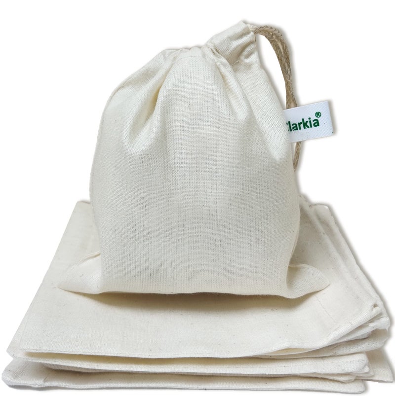 Clarkia 50 Pcs Drawstrings Cotton Bags Muslin Cloth Storage Reusable Pouches for Jewelry Tea Spices Herbs Fruits DIY Wedding Party Gift Bags Craft (3" x 4") - Image 1