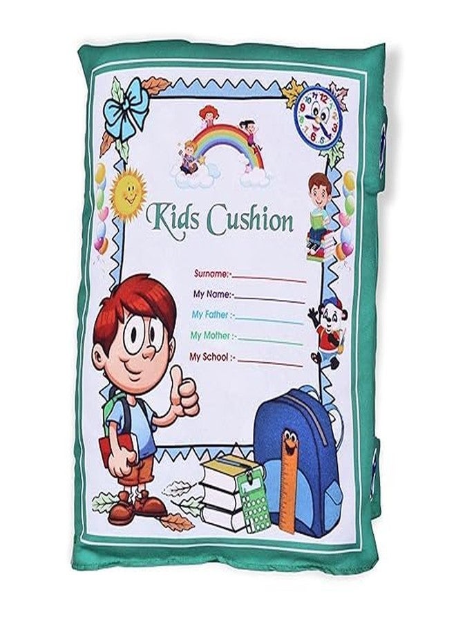 BLACK PANDA Store Kid's Learning Pillow Cum Book with English and Hindi Alphabets, Numbers, Animals Names Learning for Kids Cushion Book (Color White & Sea Green) - Image 1