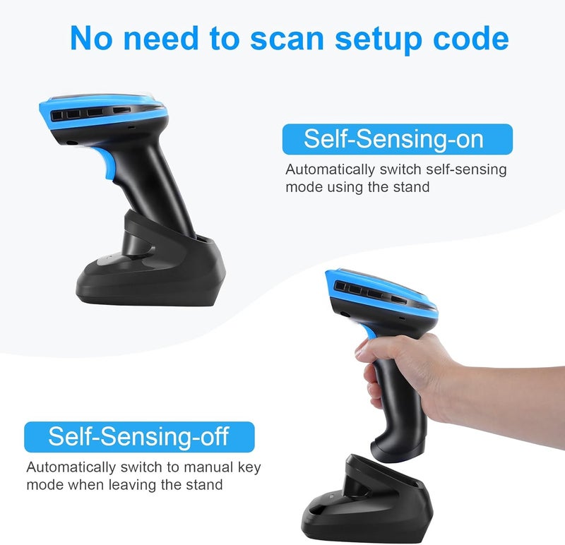 JRHC Barcode Scanner Wireless, Rechargeable 1D Laser Bar Code Scanners, Handheld Barcode Scanner Versatile 2 in 1 2.4Ghz Wireless and USB 2.0 Wired - Image 3