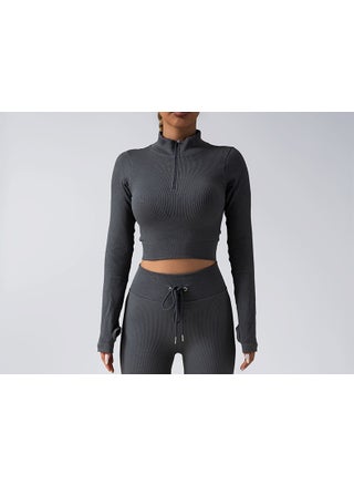 Seamless Yoga Set Zip Jacket Drawstring Pants gray top - pzsku/Z5DBBFC6B3F7DB6BEC4D4Z/45/1746219862/66bab2ad-09eb-4680-8aae-0ee17bf03625