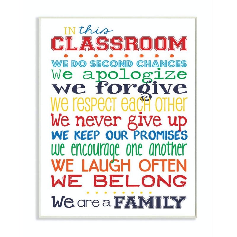 The Kids Room by Stupell in This Classroom Rules Typography Art Wall Plaque 11 x 05 x 15 Proudly Made in USA