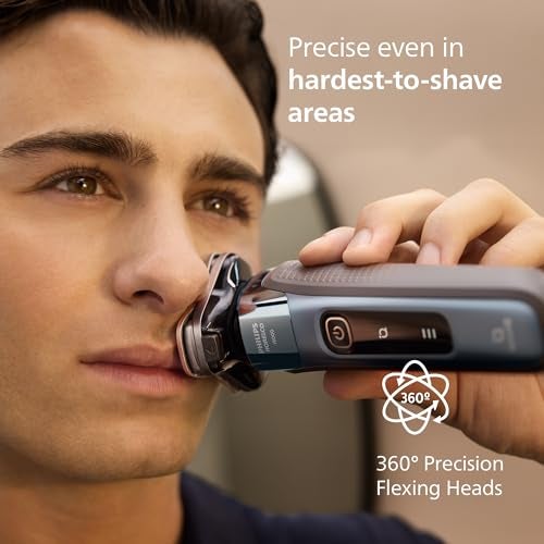 Norelco Philips Norelco Shaver i9000, Wet & Dry Electric Shaver, Taubenblau, SenseIQ Technology, Triple Lift & Cut System, 360 Rotating Dual SteelPrecision Precision Blades, Beard Styler, Model X9001/91 - Image 2