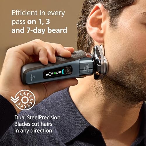 Norelco Philips Norelco Shaver i9000, Wet & Dry Electric Shaver, Taubenblau, SenseIQ Technology, Triple Lift & Cut System, 360 Rotating Dual SteelPrecision Precision Blades, Beard Styler, Model X9001/91 - Image 5