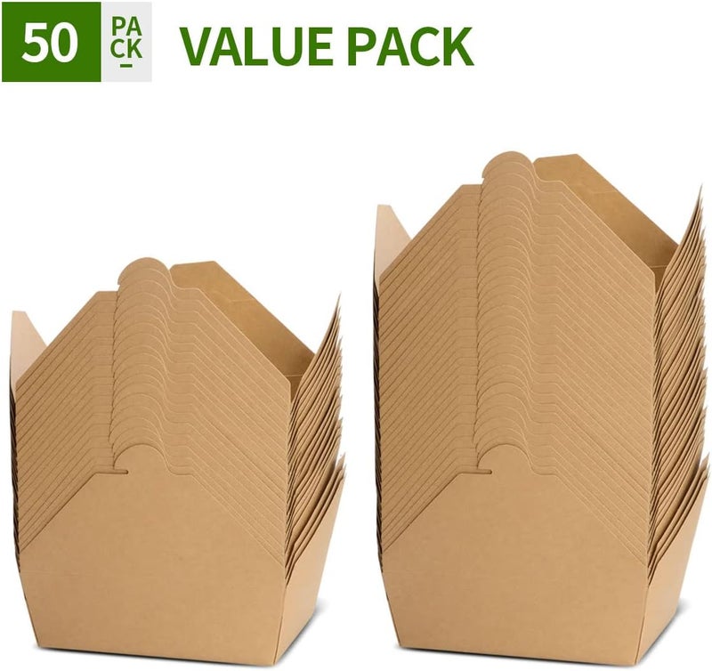 AICHEF 50 Pack 70 oz Large Take Out Food Containers - Heavy Duty Microwavable Kraft Brown Paper To Go Box #3 - Grease Resist Paper Lunch Box Cardboard Take Out Box for Restaurant, Household, Party - Image 4