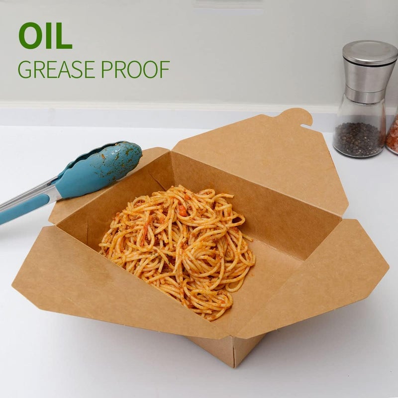 AICHEF 50 Pack 70 oz Large Take Out Food Containers - Heavy Duty Microwavable Kraft Brown Paper To Go Box #3 - Grease Resist Paper Lunch Box Cardboard Take Out Box for Restaurant, Household, Party - Image 5