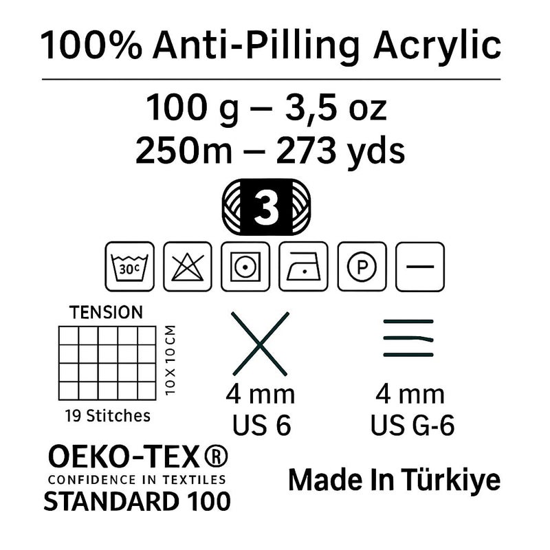 Estako DailyKnit-DK - 100% Anti-Pilling Acrylic Yarn - Soft DK Light Weight #3 - (3.52 oz / 273 Yds) - for Knitting & Crocheting (80052 - Turquoise) - Image 3