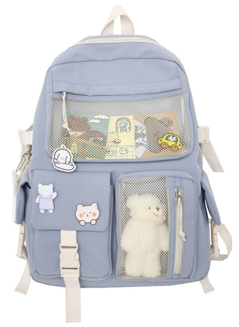 Backpack Set for Teen Girls – Includes Kawaii Pin and Accessories - Image 1