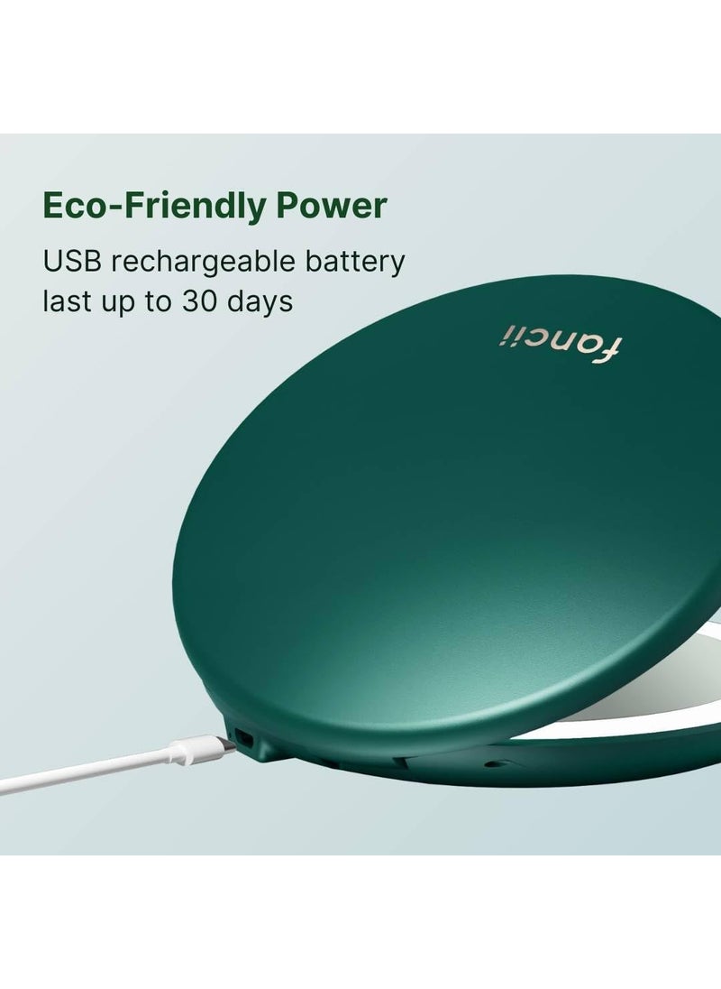 Fancii Fancii Taylor Rechargeable Travel Makeup Mirror with LED Lights 10x 1x Magnifying 3 Light Settings Large 5 Wide  Compact Mirror for Purses Emerald Envy  - Image 3