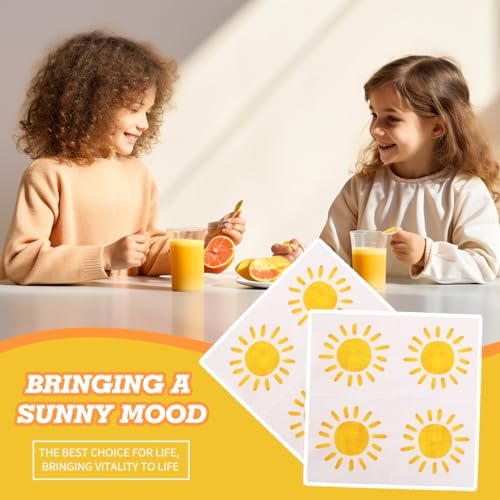 BHHQHH 200Pcs Boho Sun Paper Napkins First Trip Around The Sun Napkin Disposable Sunshine Cocktail Napkins for Birthday Baby Shower Party Supplies - Image 3