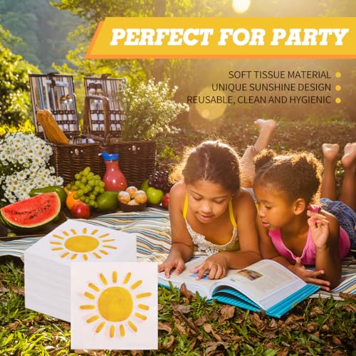 BHHQHH 200Pcs Boho Sun Paper Napkins First Trip Around The Sun Napkin Disposable Sunshine Cocktail Napkins for Birthday Baby Shower Party Supplies - Image 5