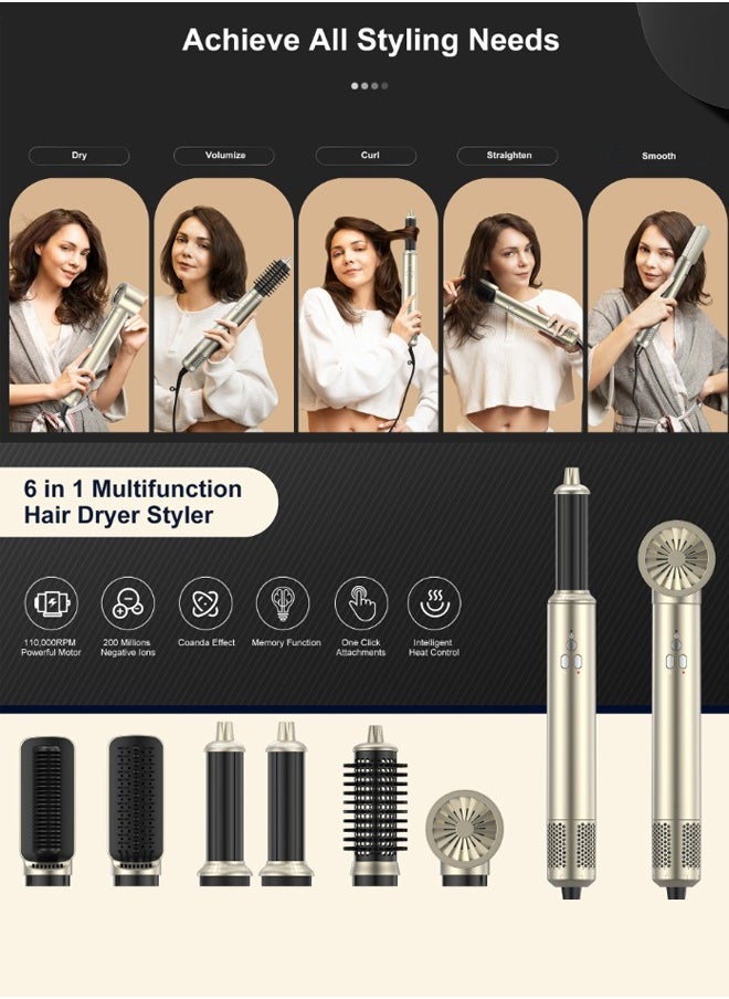 Joshberg 6-in-1 Hair Dryer Styler & Hair Curler Set | Coanda Tech Auto Curler, 110,000 RPM Motor & 200M Negative Ions | Hair Dryer, Curling Iron, Volumizing Straightening,Volumizer for Frizz-Free, Salon-Quality Styling  - Image 2