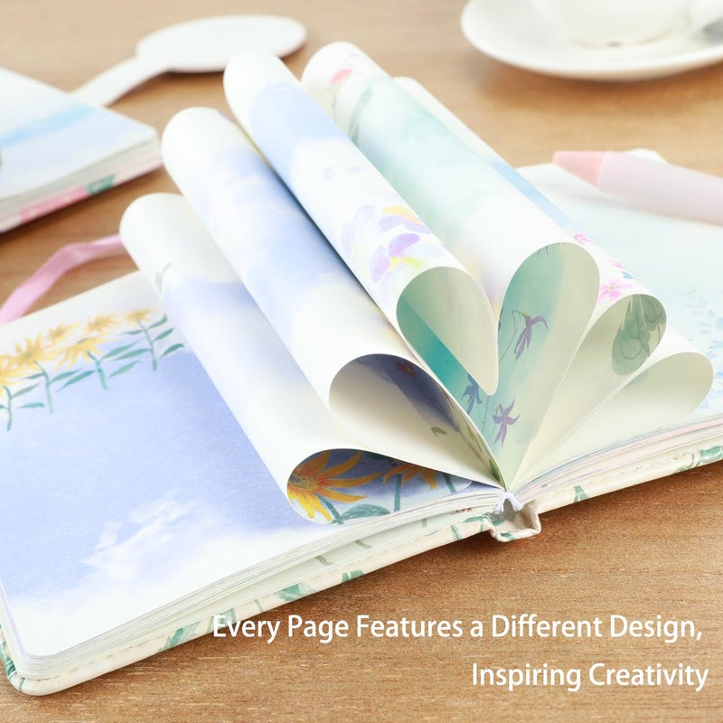 SIIXU Colorful Pocket Notebook A6 - Floral Theme with Unique Flower Illustrations, Vegan Leather, Small Size for Women, Ideal for Journaling, Notes, and Travel - Image 4