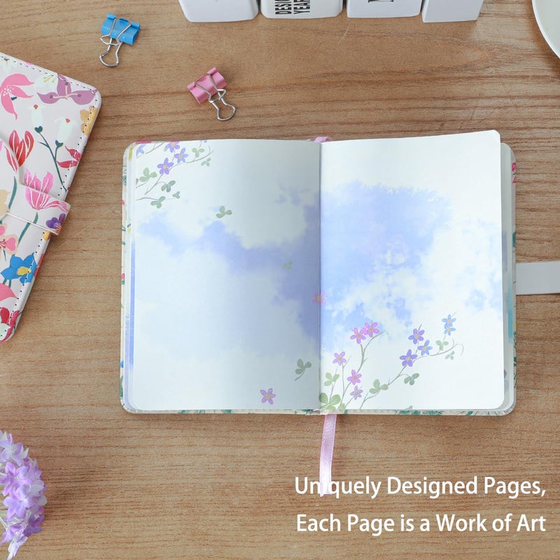 SIIXU Colorful Pocket Notebook A6 - Floral Theme with Unique Flower Illustrations, Vegan Leather, Small Size for Women, Ideal for Journaling, Notes, and Travel - Image 5