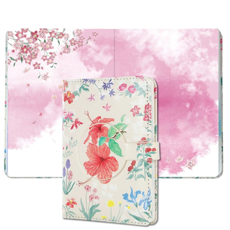 SIIXU Colorful Pocket Notebook A6 - Floral Theme with Unique Flower Illustrations, Vegan Leather, Small Size for Women, Ideal for Journaling, Notes, and Travel - Image 1
