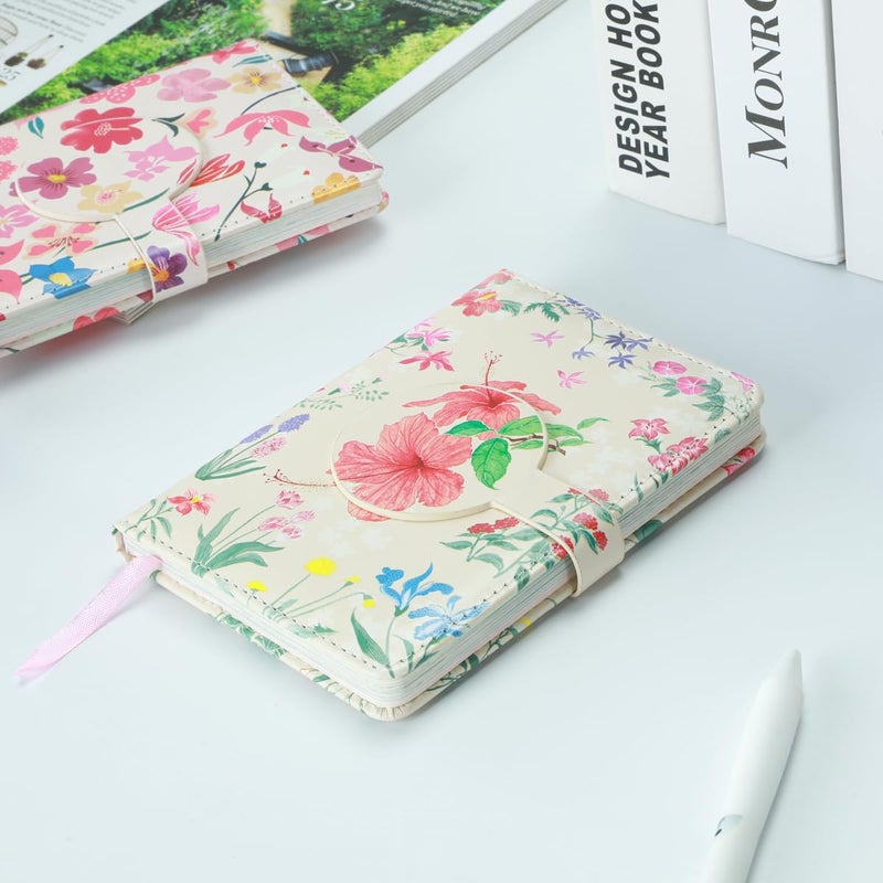 SIIXU Colorful Pocket Notebook A6 - Floral Theme with Unique Flower Illustrations, Vegan Leather, Small Size for Women, Ideal for Journaling, Notes, and Travel - Image 2