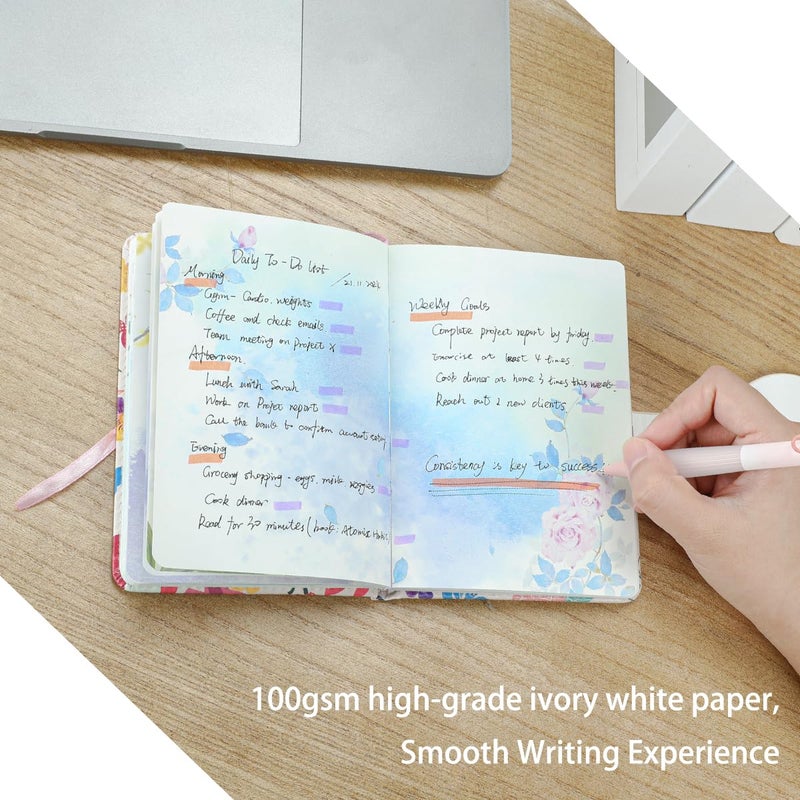SIIXU Colorful Pocket Notebook A6 - Floral Theme with Unique Flower Illustrations, Vegan Leather, Small Size for Women, Ideal for Journaling, Notes, and Travel - Image 3